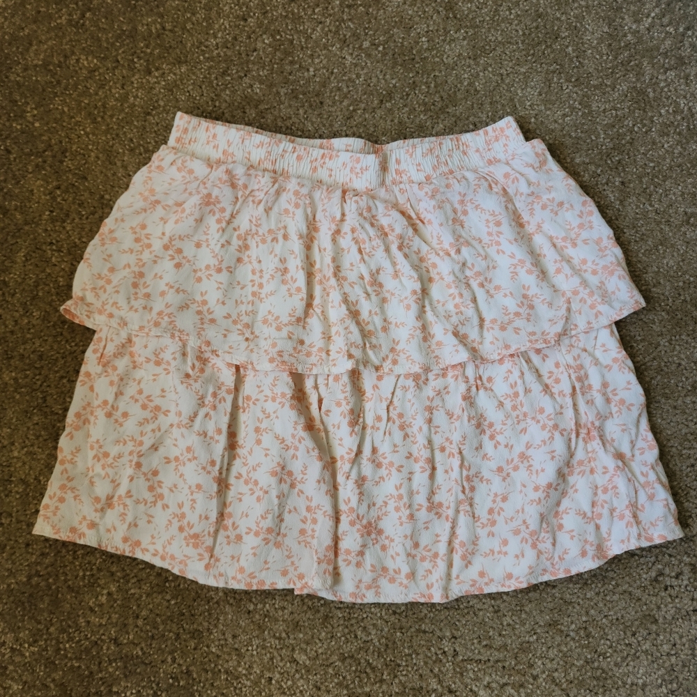 June & Hudson Mini Floral  Ruffle Skirt  Size M "16 inches length"
